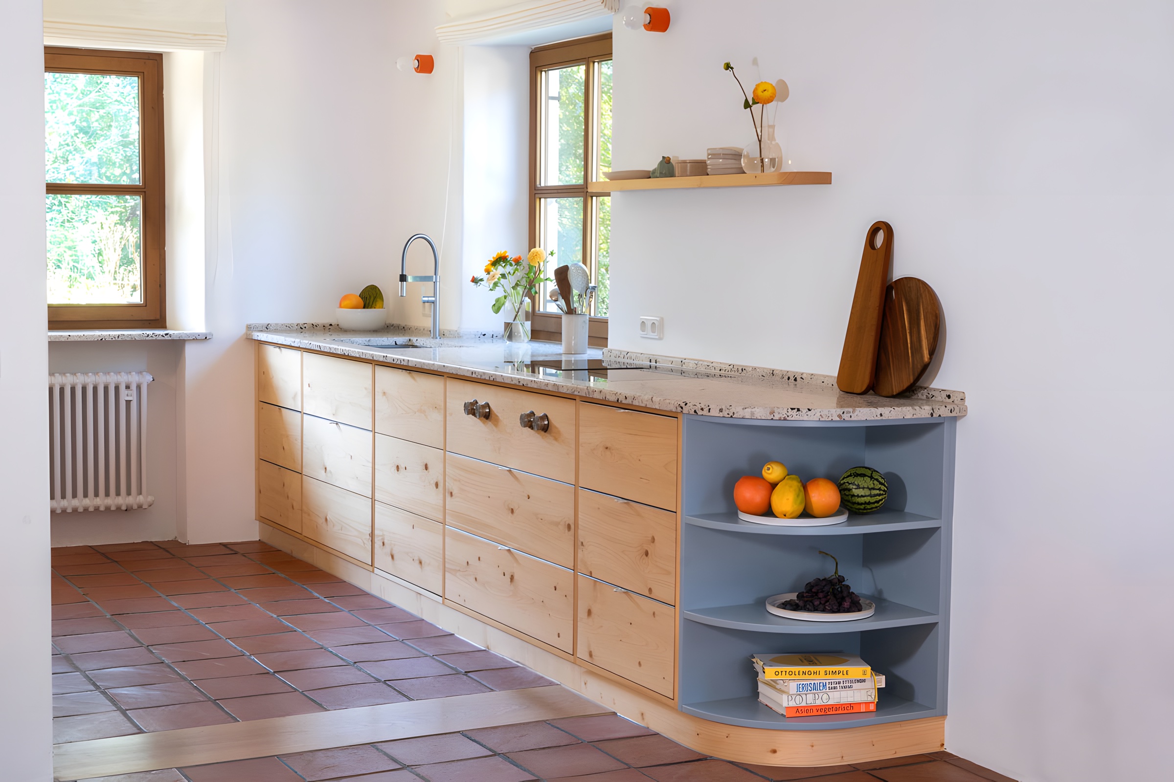 Küche Terrazzo aus Fichte und Terrazzo